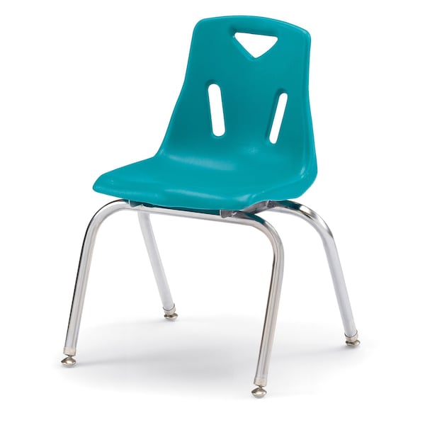 Berries Stacking Chairs with Chrome-Plated Legs, 16 in. Ht, Set of 6, Teal